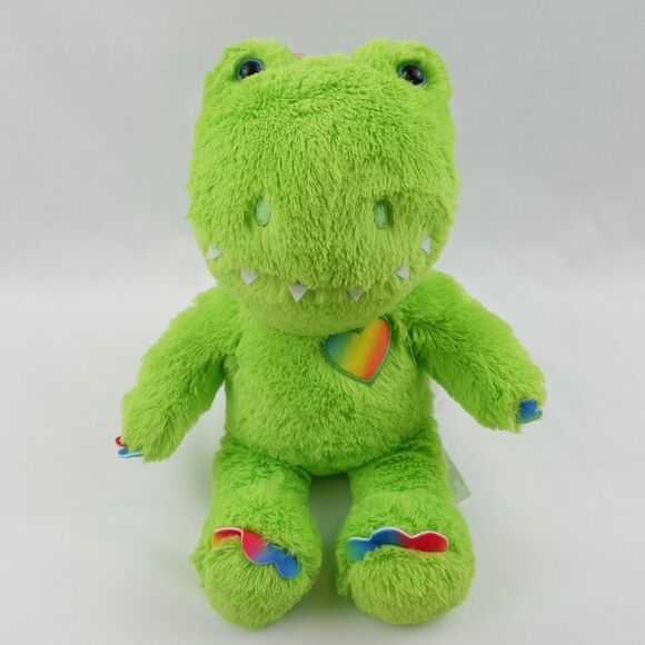 Build A Bear Cubscription Dinosaur 10" Stuffed Animal Plush Green Rainbow Trim - Picture 10 of 14